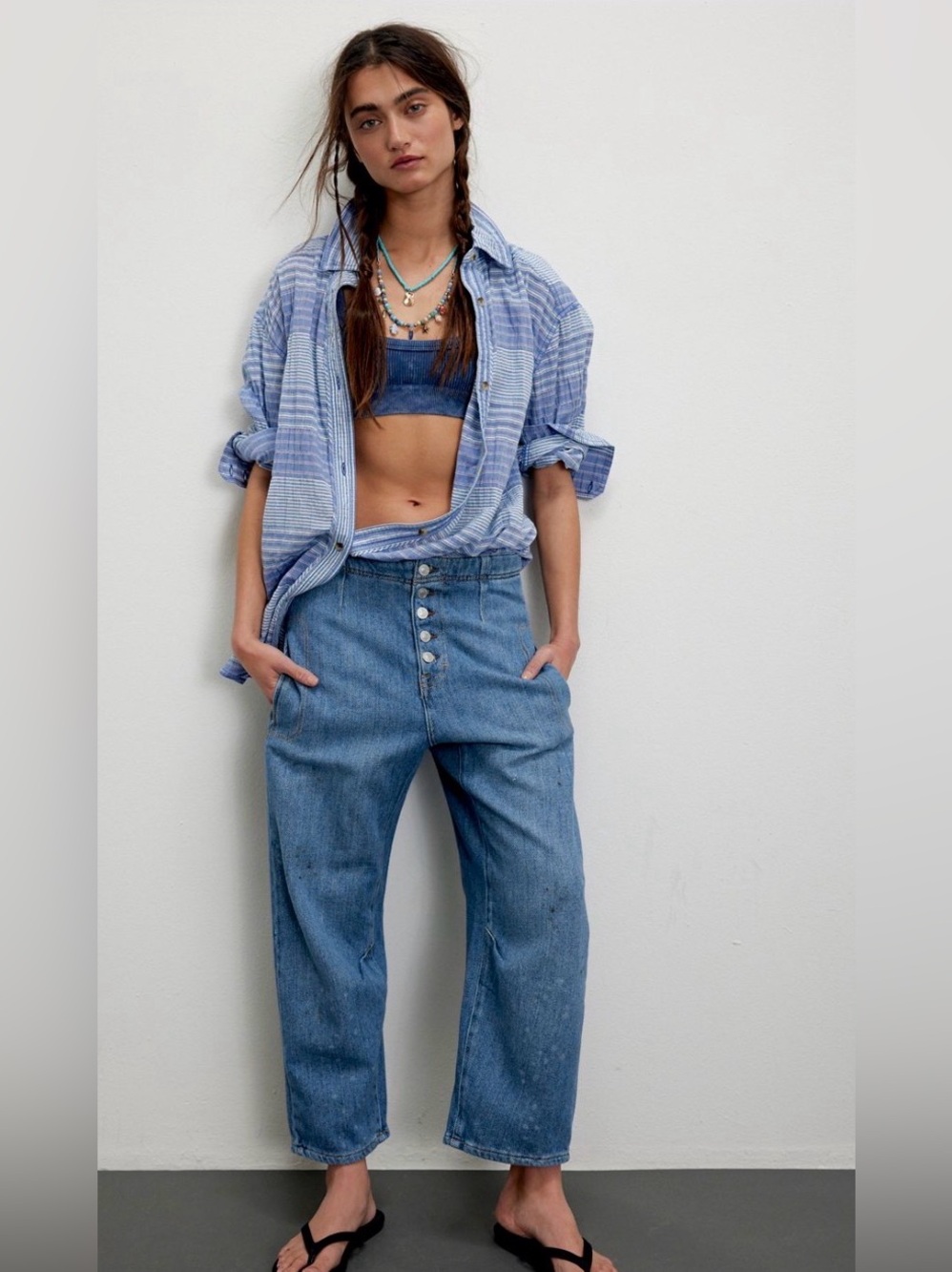 Women's Free People Osaka Jeans in Light Blue Denim